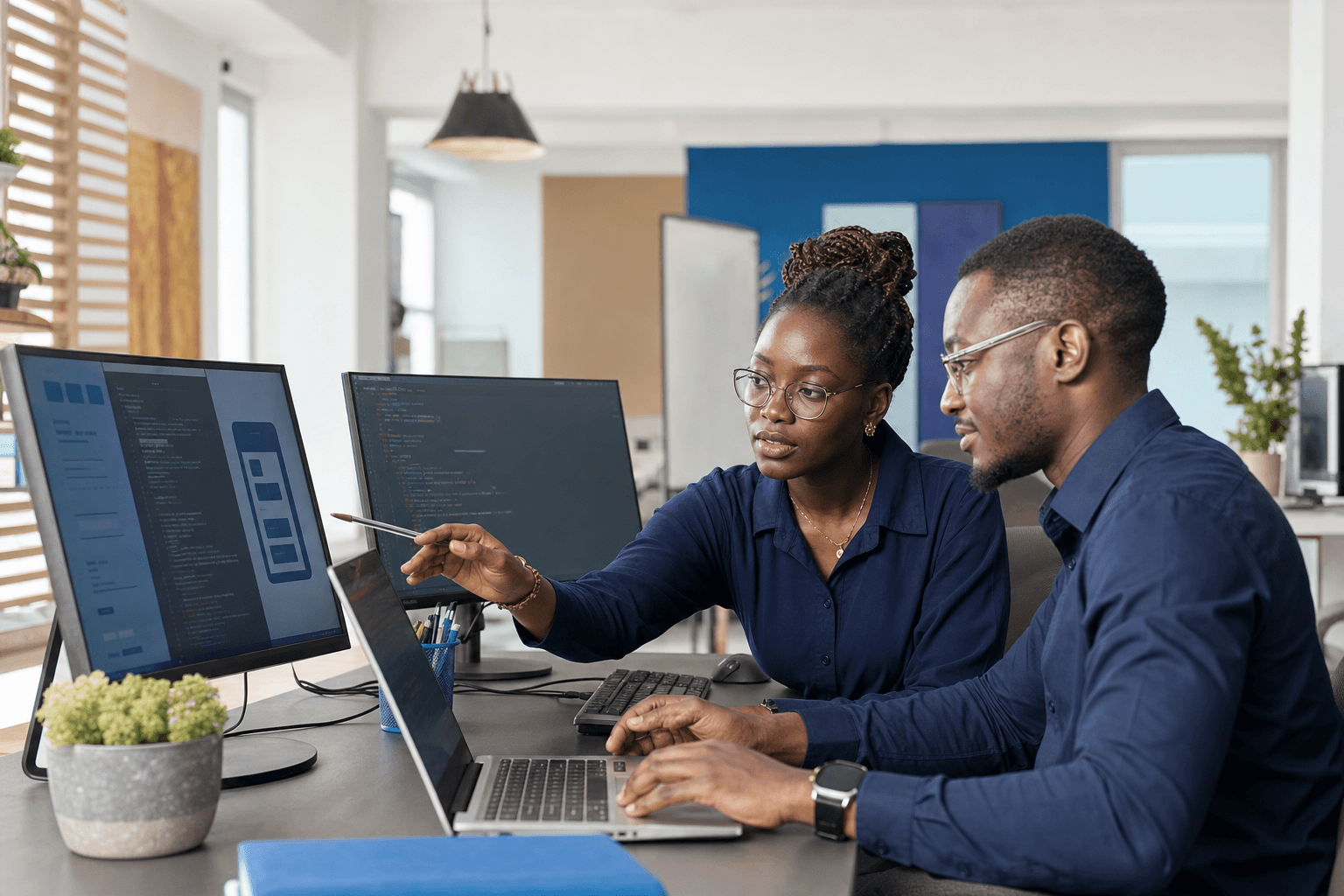 Équipe africaine concevant une application sur mesure